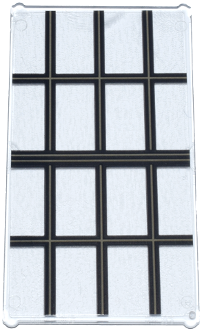 Lego Glass for Window 1 x 4 x 6 with Black and Dark Tan Window Frame with 16 Panes Pattern (Sticker) - Set 76471 / Trans-Clear