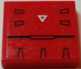 Lego Tile 2 x 2 with Black Trapezoids and Line and Silver Triangle Pattern (Sticker) - Set 7713