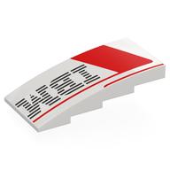 Lego Brick Curved 4 x 8 x 1 2/3 No Studs with Red Shapes, Black IBM Logo Print