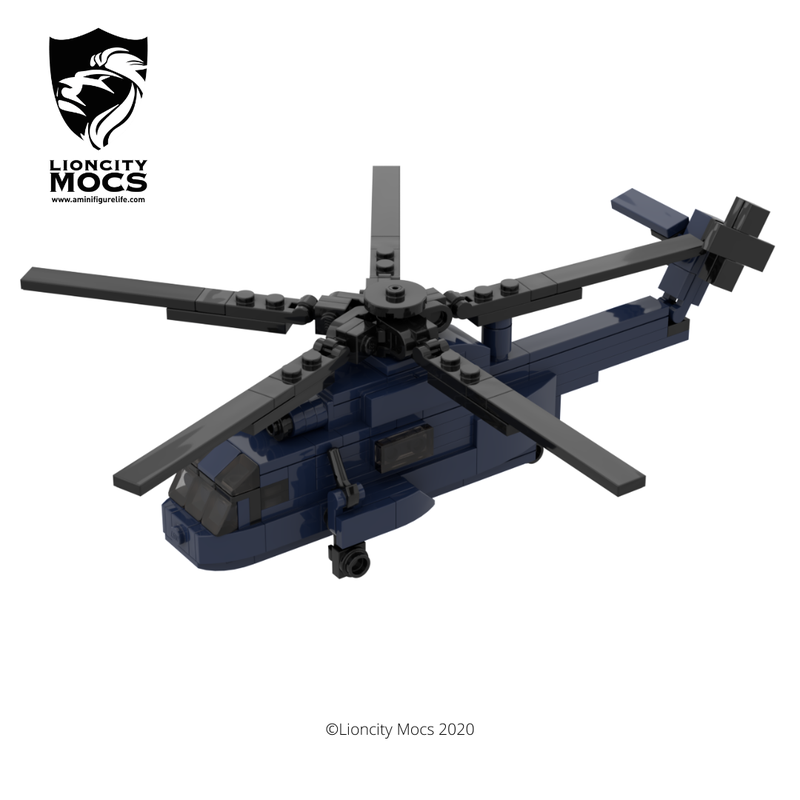Lego WS-61 Sea King Helicopter Dark Blue Mini MOC