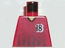 Lego Torso Soccer Black Fading Stripes and Number 18 Front and Back Pattern / Red