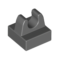 Lego Tile Special 1 x 1 with Clip with Rounded Tips / Dark Bluish Gray