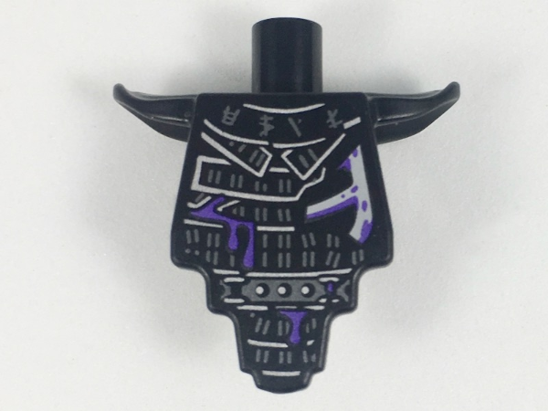 Lego Torso, Modified Short with Smooth Armor Breastplate with Shoulder Pads and Silver Armor and Dark Purple Splatters Pattern / Black