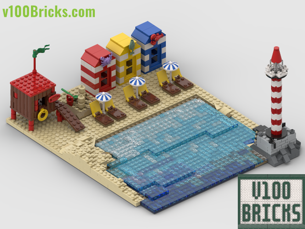 Lego Beachfront Scene with Lighthouse