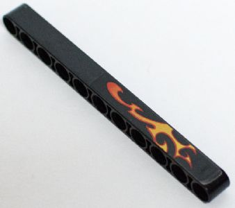 Lego Technic, Liftarm Thick 1 x 11 with Yellow and Orange Flame Pattern Model Left Side (Sticker) - Set 8646