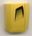Lego Slope, Curved 2 x 2 Lip with Black Fade Air Intake Pattern Left (Sticker) - Set 7968 / Yellow