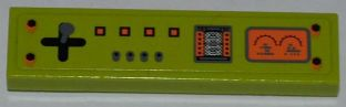 Lego Tile 1 x 4 with Joystick and Control Panel Pattern (Sticker) - Set 8958 / Lime