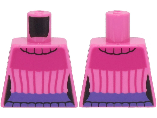 Lego Torso Female Sweater with Magenta Collar and Stripes, Dark Purple Waistband Pattern / Dark Pink
