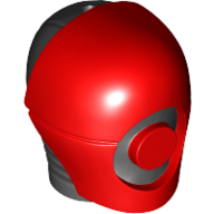 Lego Minifig Head Special, Helmet with Neck Ridges and Red Mask with Red Circle Print (Guavian Security Soldier) / Red
