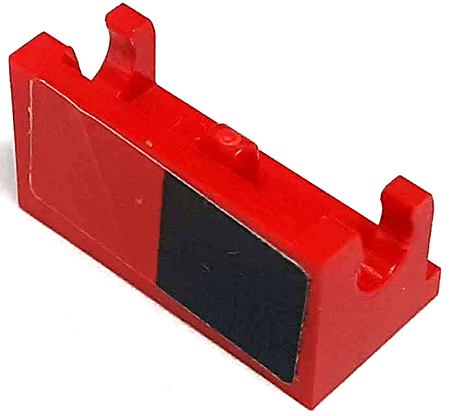 Lego Hinge Brick 1 x 2 Base with Black Rectangle on Red Background Pattern Model Right Side (Sticker) - Set 76906