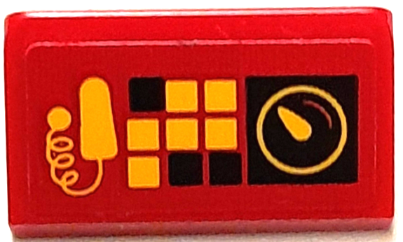 Lego Slope 30 1 x 2 x 2/3 with Control Panel with Black and Bright Light Orange Keypad, Buttons, Gauge and Radio Pattern (Sticker) - Set 40393 / Red