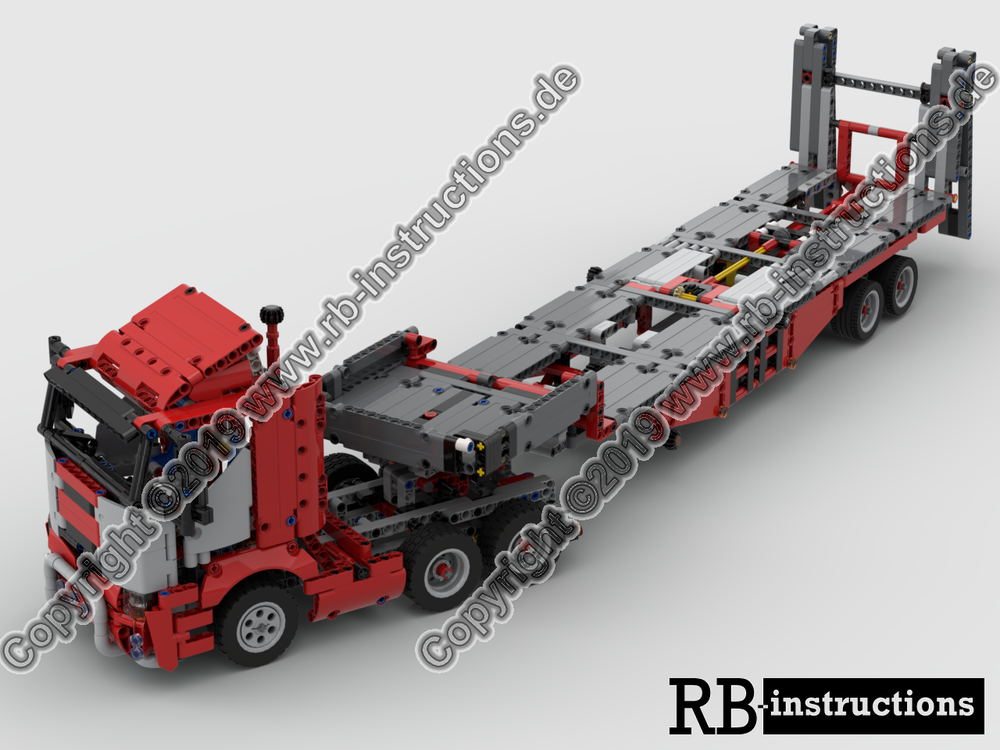 Lego 42098 C-Model -> complete 3 Axle Tractor Unit with Low loader semitrailer
