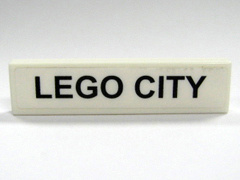 Lego Tile 1 x 4 with 'LEGO CITY' Pattern (Sticker) - Set 7997 / White