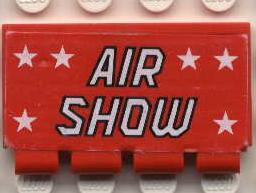 Lego Hinge Train Gate 2 x 4 with White Stars and 'AIR SHOW' Pattern (Sticker) - Set 6345