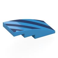 Lego Brick Curved 4 x 2 No Studs with Dark Blue Stripes Print
