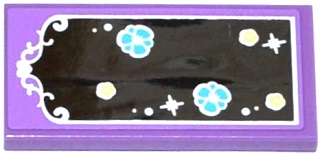 Lego Tile 2 x 4 with Mirror with White Frame and Bright Light Yellow and Medium Azure Flowers Pattern (Sticker) - Set 41140