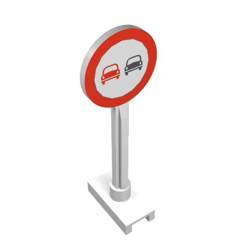 Lego Road Sign Round with No Overtaking Print