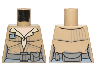 Lego Torso Female Shirt and Jacket with Dark Bluish Gray Belt Pattern (SW Leia Endor) / Dark Tan