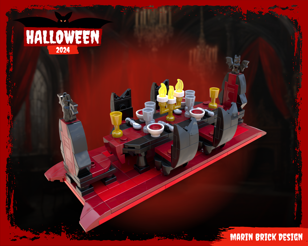 Lego Vampire Banquet Table MOC - Halloween Medieval DnD scenery props