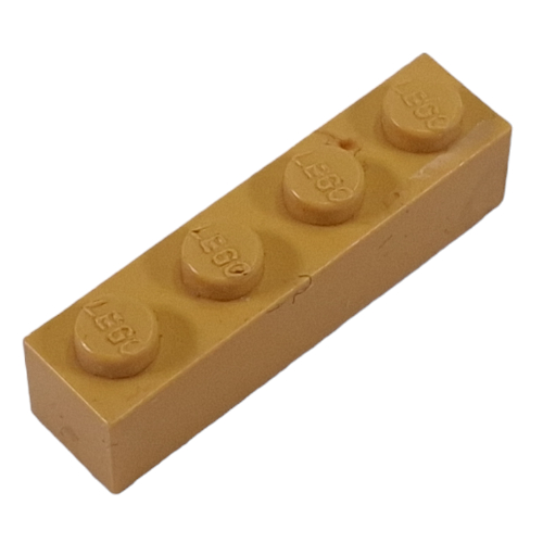 Lego Modulex Brick 1 x 4 with LEGO on Stud / Modulex Ochre Yellow