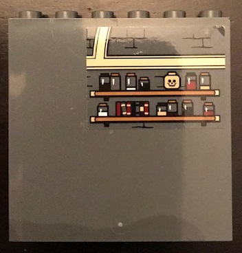 Lego Panel 1 x 6 x 5 with Skull, Jars and Books on Shelves Pattern (Sticker) - Set 71043