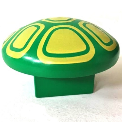 Lego Duplo Mushroom 2 x 2 Base with Yellow Turtle Shell Print / Green