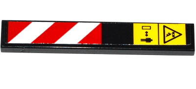 Lego Tile 1 x 6 with Warning Signs and Red and White Danger Stripes Pattern Model Left Side (Sticker) - Set 42053