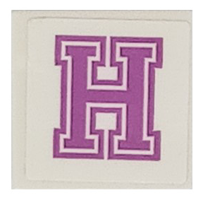 Lego Tile 2 x 2 with Medium Lavender Capital Letter H Pattern (Sticker) - Set 41682 / White