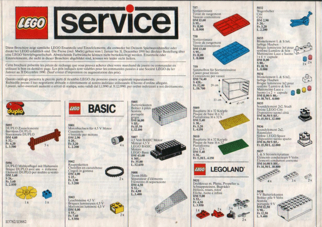 Lego 1990 Medium Service Packs D/A/CH/I (113782/113882)