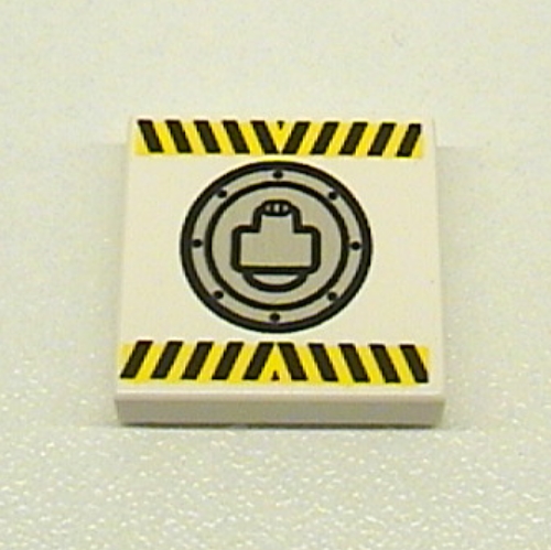 Lego Tile 2 x 2 with Black and Yellow Danger Stripes and Round Hatch Print