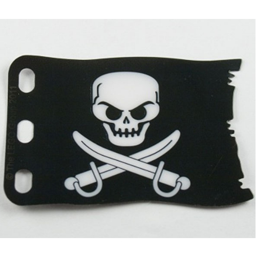 Lego Flag 8 x 5 with White Skull and Crossed Cutlasses Print / Black