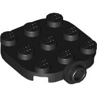 Lego Plate Round Corners 3 x 3 with Side Stud / Black