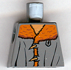 Lego Torso Jacket with Toggle Buttons and Dark Orange Fur Lining, Light Nougat Neck Pattern / Dark Bluish Gray