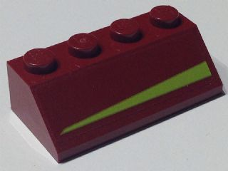 Lego Slope 45 2 x 4 with Lime Triangle Pattern Model Left Side (Sticker) - Set 7751