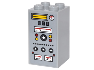 Lego Brick 2 x 2 x 3 with Buttons and Gauges Pattern (Sticker) - Set 76052 / Light Bluish Gray