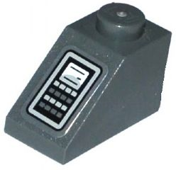 Lego Slope 45 2 x 1 with Screen and Light Bluish Gray and Dark Bluish Gray Buttons Pattern (Sticker) - Set 75052 / Dark Bluish Gray