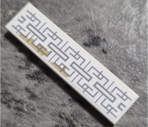 Lego Tile 1 x 4 with Light Bluish Gray Asian Geometric Design with Dark Tan Stains Pattern (Sticker) - Set 76185