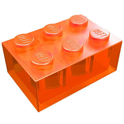 Lego Brick 2 x 3 / Trans-Neon Orange