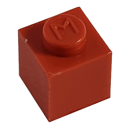 Lego Modulex Brick 1 x 1 with M on Stud / Modulex Red