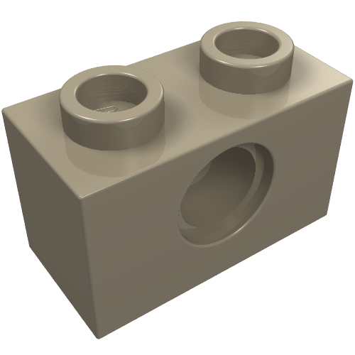 Lego Technic Brick 1 x 2 [1 Pin Hole] / Dark Tan