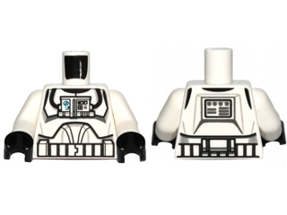 Lego Torso SW Armor Clone Pilot (Clone Wars) with Blue Controls on Front Panel Pattern / White Arms / Black Hands