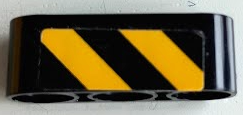 Lego Technic, Liftarm Thick 1 x 3 with Black and Yellow Danger Stripes Pattern Model Right Side (Sticker) - Set 42098
