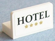 Lego Panel 1 x 2 x 1 with 'HOTEL' and 4 Stars Pattern (Sticker) - Set 40141 / White