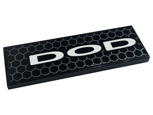 Lego Tile 2 x 6 with Honeycomb, White 'DOD' Pattern Model Right Side (Sticker) - Set 76904