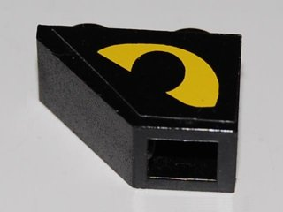 Lego Slope, Inverted 45 2 x 1 with Yellow Eye Pattern Model Right Side (Sticker) - Set 8485