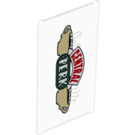 Lego Glass for Window 1 x 4 x 6 with 'Central Perk', 2 Coffee Cups Print / Trans-Clear