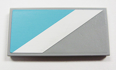 Lego Tile 2 x 4 with Maersk Blue Triangle and White Diagonal Stripe Pattern Model Left Side (Sticker) - Set 10219