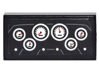 Lego Tile 1 x 2 with Dashboard with 6 Round White Gauges Pattern (Sticker) - Set 76077