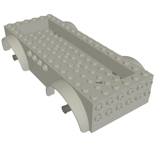 Lego Vehicle Base 8 x 16 with Wheel Arches, Front and Side Studs, and 4 x 14 Recessed Studded Section, 5 Holes / Light Bluish Gray