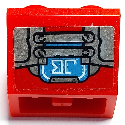 Lego Slope, Inverted 45 2 x 2 with Flat Bottom Pin with Silver Handles and Plates and Dark Azure Screen with White 'JB' Pattern (Sticker) - Set 70436